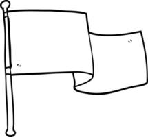 strichzeichnung cartoon weiße fahne winken vektor
