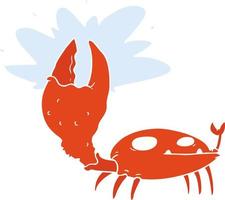 platt Färg stil tecknad serie krabba med stor klo vektor