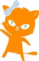 niedliche Cartoon-Katze im flachen Farbstil vektor
