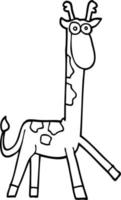 linje teckning tecknad serie rolig giraff vektor