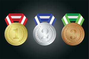 uppsättning guld-, silver- och bronsmedaljer