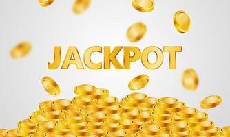 Luxus Jackpot Casino Poster mit fallenden Goldmünzen vektor