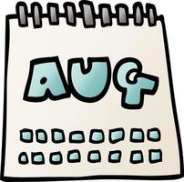 Cartoon-Doodle-Kalender mit Monat August vektor