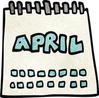 Cartoon-Doodle-Kalender mit Monat April vektor