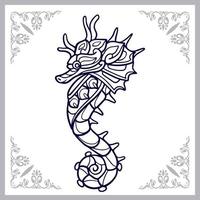 Seepferdchen-Mandala-Kunst isoliert auf weißem Hintergrund vektor