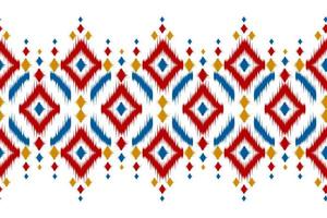 Teppich ethnische Ikat-Kunst. nahtloses Muster im Stammes-. Aztekischer geometrischer Ornamentdruck. vektor