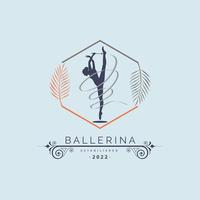 ballerina dansskola och studio i balettrörelse dansstil logotyp mall design vektor för varumärke eller företag och andra