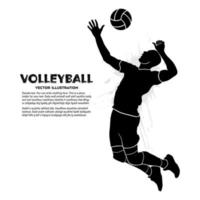 schwarze Silhouette eines professionellen männlichen Volleyballspielers vektor