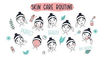 Hautpflege-Routine für junge Frauen vektor
