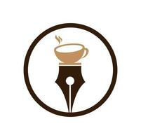 Stift und Kaffee-Logo-Design-Konzept-Vektor. Symbolvorlage für Kaffee und Stift-Logo. vektor