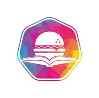 Burger-Buch-Logo-Design-Vektor. Bücher und Burger-Café-Logo isolierter Vektor