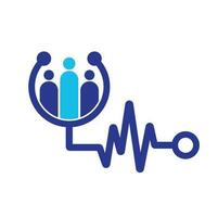 Design-Vektor für das medizinische Logo der Familie. stethoskop menschen logo design symbol vektor. vektor