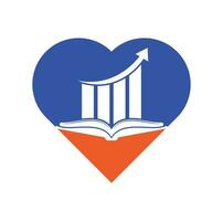 Finanzbuch Herzform Konzept Logo-Design. Business-Wachstum-Bildung-Logo-Design. vektor