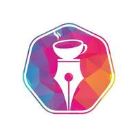 Stift und Kaffee-Logo-Design-Konzept-Vektor. Symbolvorlage für Kaffee und Stift-Logo. vektor