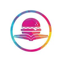 burger bok logotyp design vektor. böcker och burger Kafé logotyp isolerat vektor