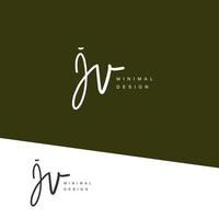 jv Anfangshandschrift oder handgeschriebenes Logo zur Identität. Logo mit Unterschrift und handgezeichnetem Stil. vektor