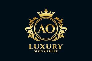 Royal Luxury Logo-Vorlage mit anfänglichem ao-Buchstaben in Vektorgrafiken für luxuriöse Branding-Projekte und andere Vektorillustrationen. vektor