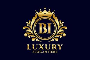 Royal Luxury Logo-Vorlage mit anfänglichem Bi-Buchstaben in Vektorgrafiken für luxuriöse Branding-Projekte und andere Vektorillustrationen. vektor