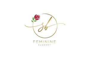 första sb feminin logotyp skönhet monogram och elegant logotyp design, handstil logotyp av första signatur, bröllop, mode, blommig och botanisk med kreativ mall. vektor