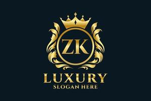 Royal Luxury Logo-Vorlage mit anfänglichem zk-Buchstaben in Vektorgrafiken für luxuriöse Branding-Projekte und andere Vektorillustrationen. vektor