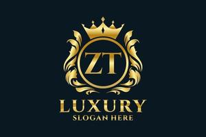 Royal Luxury Logo-Vorlage mit anfänglichem zt-Buchstaben in Vektorgrafiken für luxuriöse Branding-Projekte und andere Vektorillustrationen. vektor