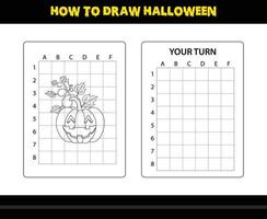 på vilket sätt till dra halloween för ungar. halloween teckning skicklighet färg sida för ungar. vektor