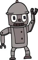 Cartoon-Doodle-Roboter winkt vektor