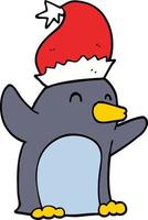 söt tecknad serie jul pingvin vektor