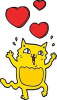 tecknad serie katt galen i kärlek vektor