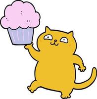 Cartoon-Katze mit Cupcake vektor