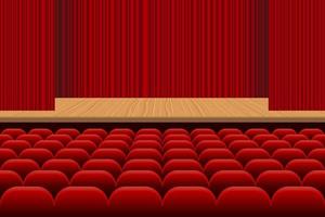 teaterhall med rader med röda platser vektor
