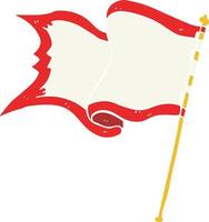 platt Färg illustration av en tecknad serie flagga blåser i vind vektor