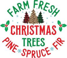 farm frische weihnachtsbäume, frohe weihnachten, santa, weihnachtsferien, vektorillustrationsdatei vektor