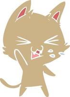 Cartoon-Katze im flachen Farbstil zischt vektor