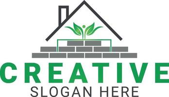 kreativ eco tegelstenar logotyp design vektor