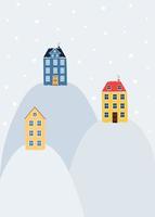 jul hälsning kort med vinter- landskap. mall för hälsning kort, inbjudan, affisch, flygblad. vektor