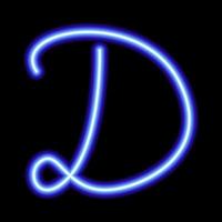 Neonblaues Symbol d auf schwarzem Hintergrund vektor