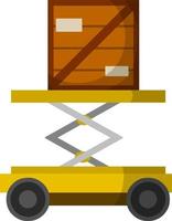 hiss på hjul. lager vagn. lagring element. trä- låda och spjällåda. tecknad serie platt illustration vektor