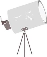 Cartoon-Teleskop im flachen Farbstil mit Gesicht vektor