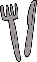tecknad doodle kniv och gaffel vektor