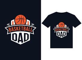 Basketball-Vater-Illustrationen für druckfertiges T-Shirt-Design vektor