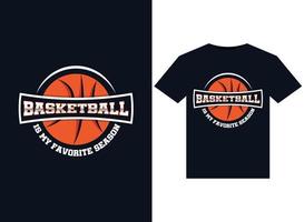 Basketball ist meine liebste Saisonillustration für druckfertige T-Shirt-Designs vektor