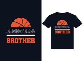 Basketball-Bruder-Illustrationen für das druckfertige T-Shirt-Design vektor