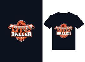 framtida baller illustrationer för t-tröjor design vektor