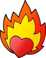 tecknad serie klotter flammande hjärta vektor