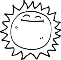 Strichzeichnung Cartoon glänzende Sonne vektor