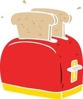 Cartoon-Toaster im flachen Farbstil, der Brot röstet vektor