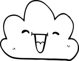 Strichzeichnung Cartoon glückliche graue Wolke vektor