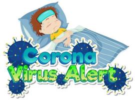 Coronavirus-Thema mit Jungen krank im Bett vektor