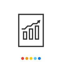 översikt dokumentera ikon av företag information eller data med Graf bar symbol, vektor och illustration.